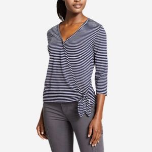 Eddie Bauer Gate Check 3/4 sleeve wrap shirt